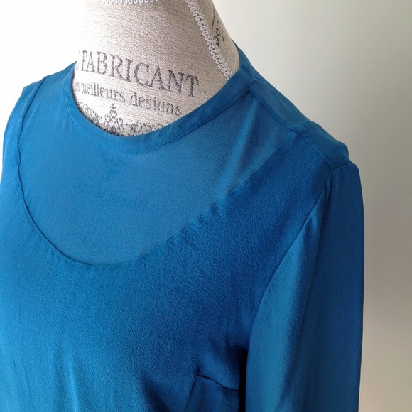 J. Crew | Silk Back Button up TEAL Tonal Blouse - Picture 4 of 8